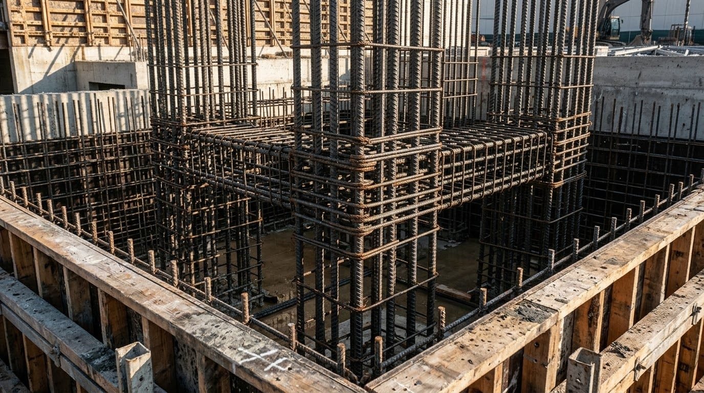 Macro detail of a welded structural steel connection